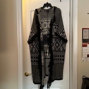 Long cardigan fringe sweater